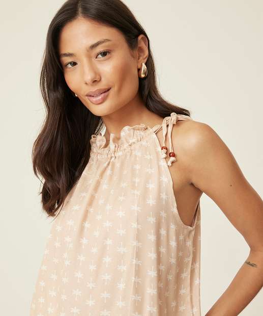 Blusa Regata Feminina Halter Neck Estampada Marisa 