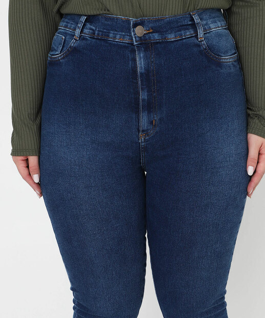 Calça Plus Size Feminina Bootcut Jeans Sawary Azul