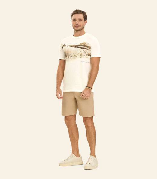 Camiseta Masculina em Meia Malha Diametro Bege
