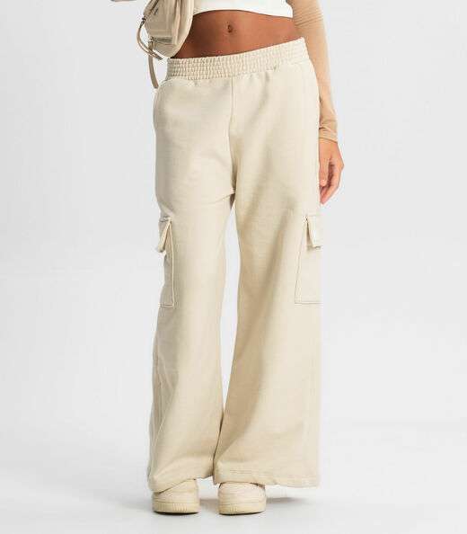 Calça Wide Leg Juvenil Minty Bege