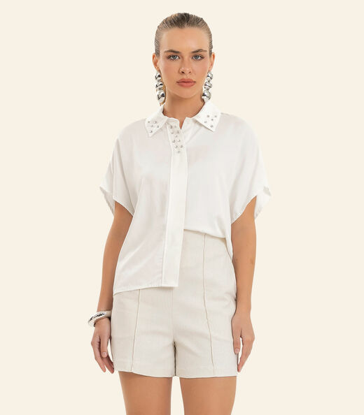 Image_Camiseta Feminina Viscose Khyara Acetinado Endless Bege