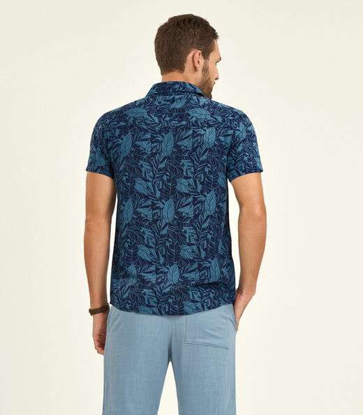 Camisa Masculina Manga Curta Diametro Azul