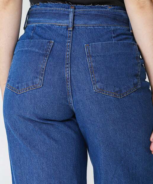 Calça Jeans Wide Leg Feminina Marisa Azul