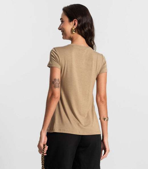 Blusa Feminina manga Curta KO Marrom