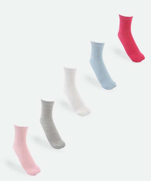 Image_Kit 5 Pares Meias Cano Curto Feminina Marisa Branco