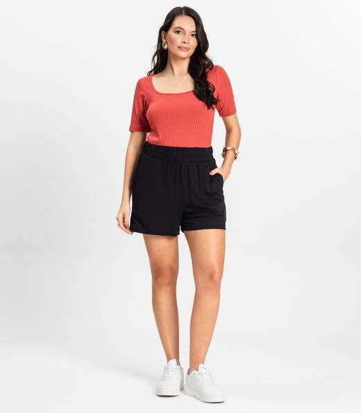 Blusa em Ribana Canelada Rovitex Marrom