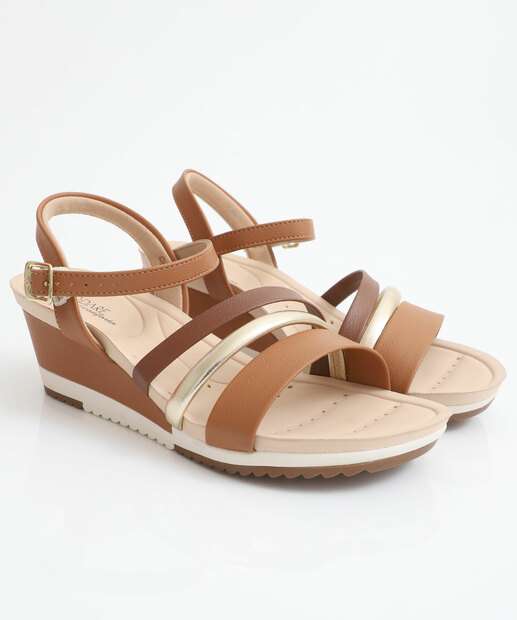 Sandália Feminina Plataforma Recorte Modare Caramelo