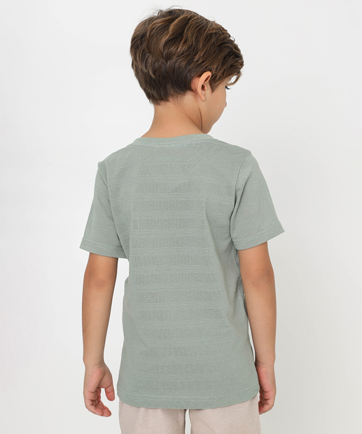 Camiseta Infantil Textura Bolso MR Tam 4 a 10 Verde