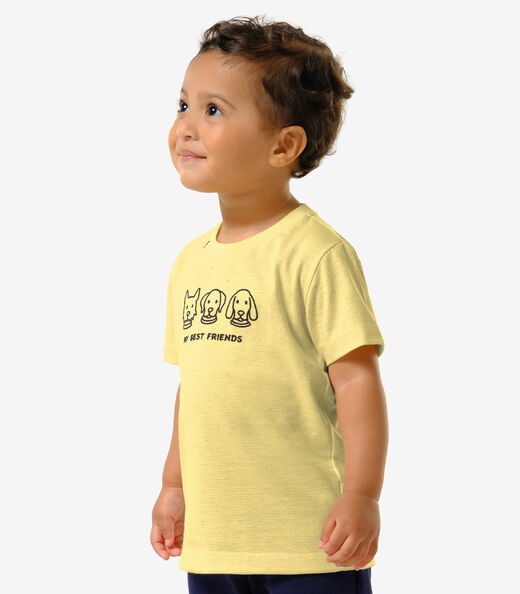 Conjunto Infantil Camiseta Com Bermuda Trick Nick Amarelo