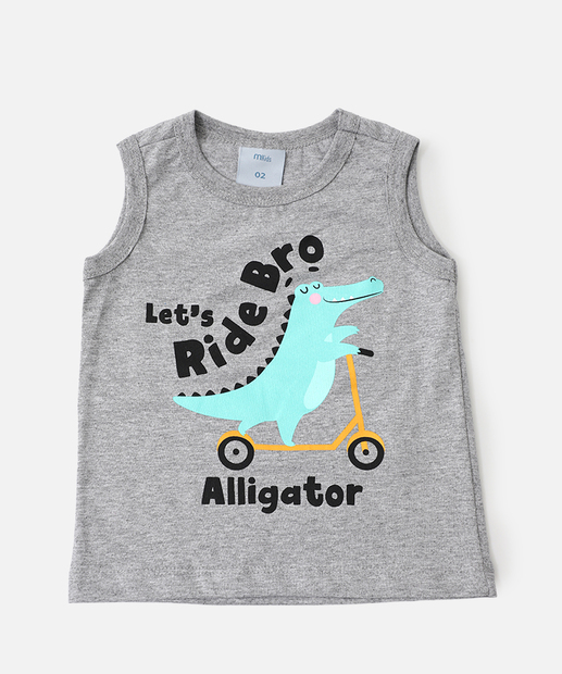 Conjunto Infantil Estampa Dinossauro Marisa Tam 1 a 3 Cinza