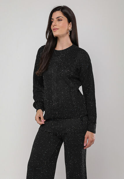 Image_Blusa de Tricot Boton? com Trama Texturizada Preto Salvatore