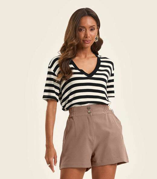 Blusa Feminina em Ribana de Viscose Rovitex Preto