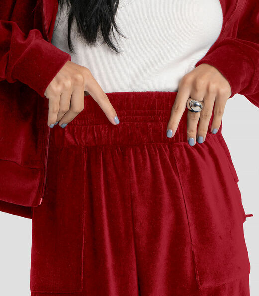 Calça Feminina Pantalona em Plush Dianna Vermelho