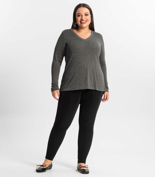 Blusa Manga Longa Visco Tricot Secret Glam Cinza