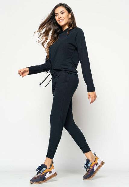 Casaco  Comfy Com Capuz Moletinho Preto