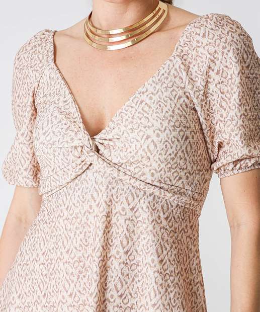 Vestido Feminino Curto Manga Curta Marisa Bege