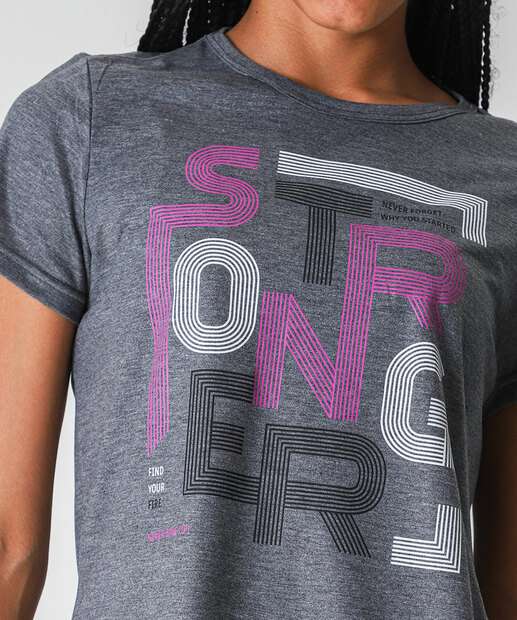 Blusa Feminina Fitness Estampada Marisa Cinza