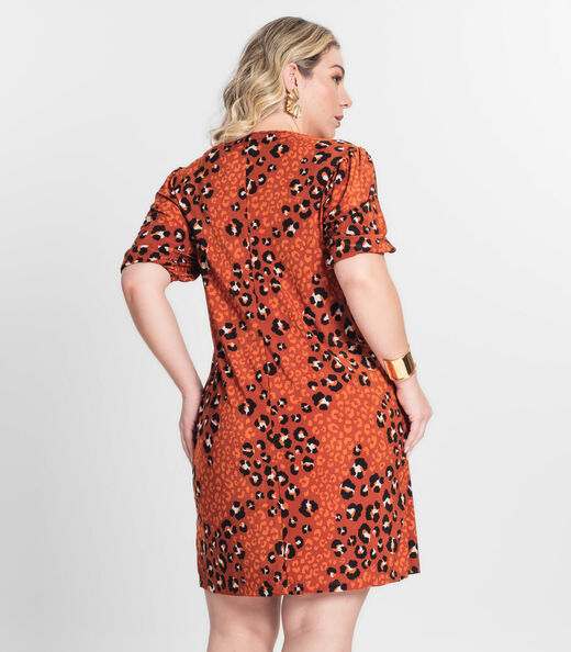 Vestido Malha Fria Plus Infinita Cor Laranja