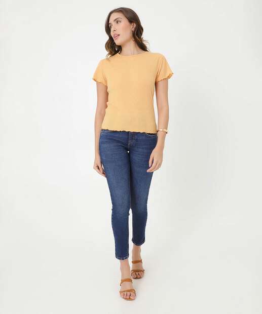 Blusa Feminina Canelada Manga Curta Marisa