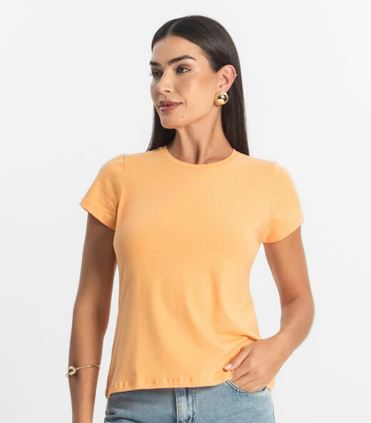 Blusa Feminina Cotton Leve Básica Rovitex Laranja