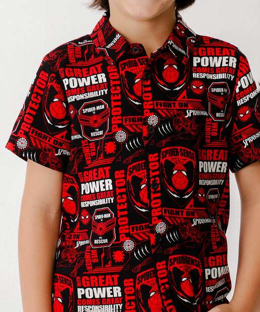 Camisa Infantil Homem Aranha Tam 4 a 10 Vermelho