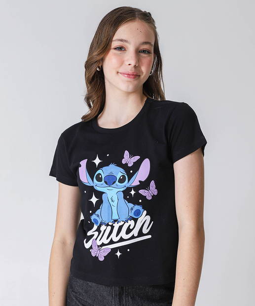 Image_Camiseta Juvenil Stitch Disney Tam 06 a 16 Preta