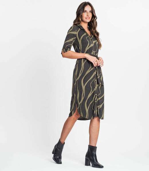 Vestido Feminino Manga 3/4 Rovitex Verde