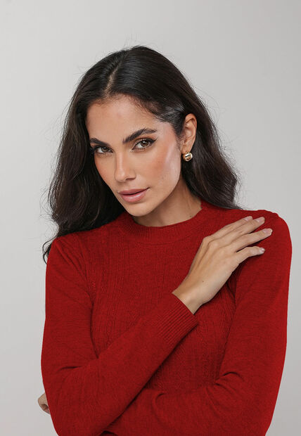 Image_Blusa de Tricot Com Tramas Texturizada Vermelho Salvatore