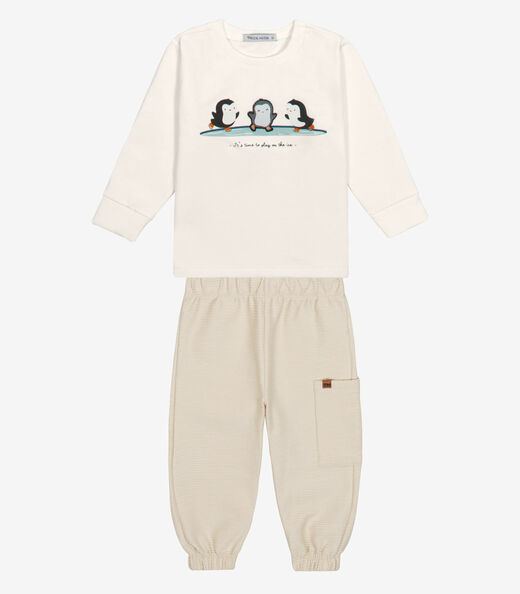 Image_Conjunto Camiseta Com Calça Masculino Trick Nick Bege
