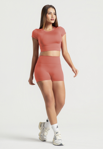 Cropped Manga Curta Terracota Wemood