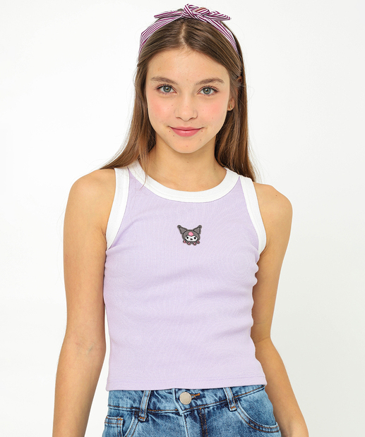 Image_Blusa Juvenil Regata Canelada Kuromi Tam 10 a 16 Lilás