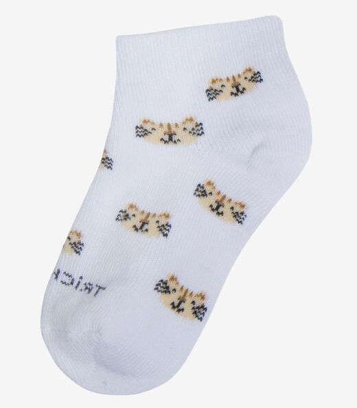 Kit 3 Pares De Meia Cano Curto Infantil Trick Nick Bege