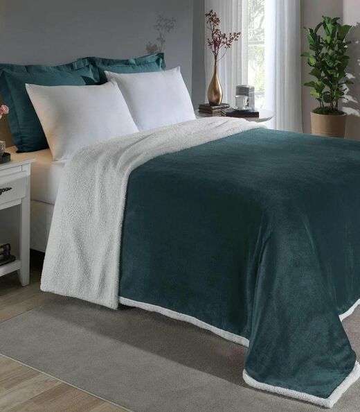 Image_Cobertor Sherpa Dupla Face Casal Lar E Lazer Verde