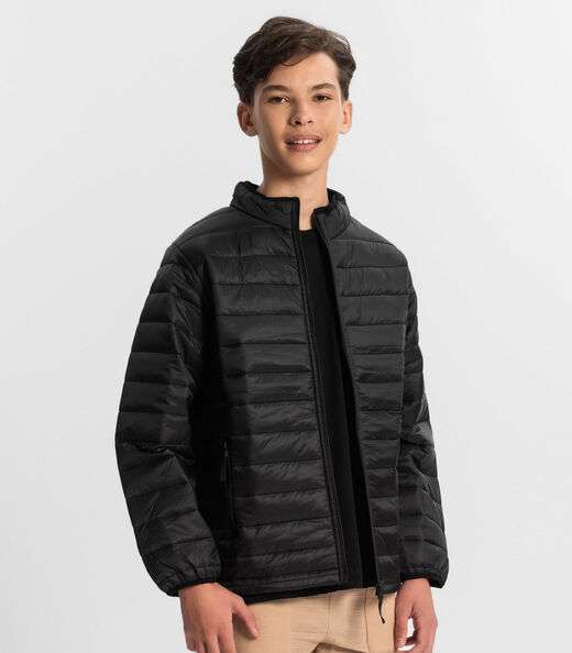 Jaqueta Puffer Juvenil Masculina Minty Preto