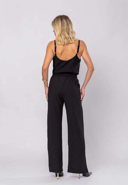 Conjunto Feminino Alfaiataria Regata E Calça Fenda Preto Salvatore