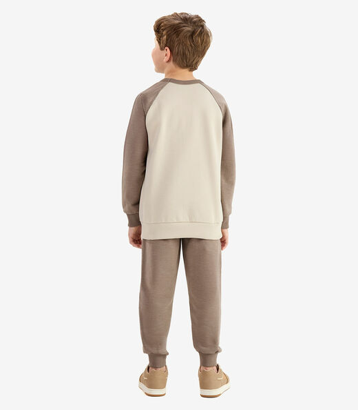 Conjunto Blusão com Calça Moletom Molinê Rovi Kids Marrom