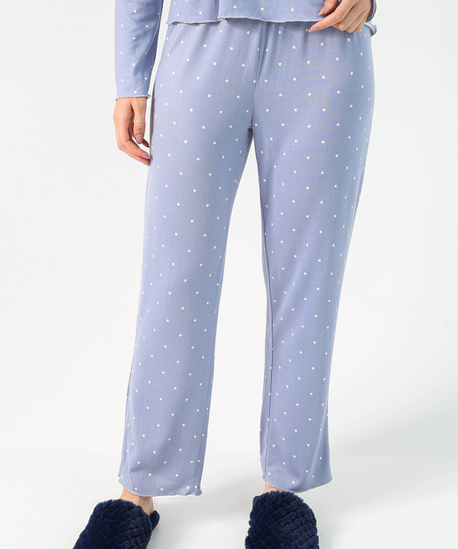 Pijama Feminino Tricô Poá Marisa Azul