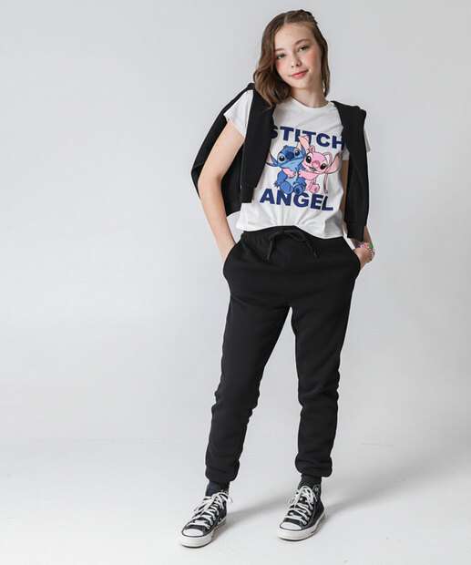 Image_Calça Juvenil Moletom Bolsos Marisa Tam 10 a 16 Preto