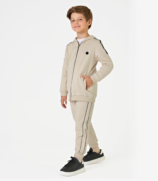 Conjunto Jaqueta Com Capuz E Calça Trick Nick Bege
