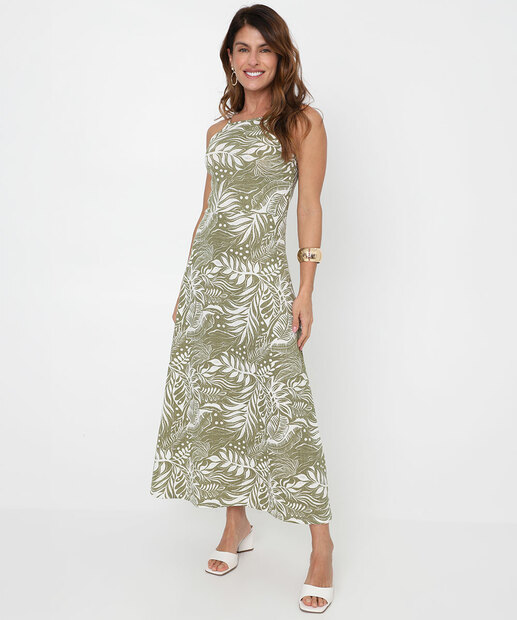 Vestido Longo Feminino Halter Neck Marisa Verde