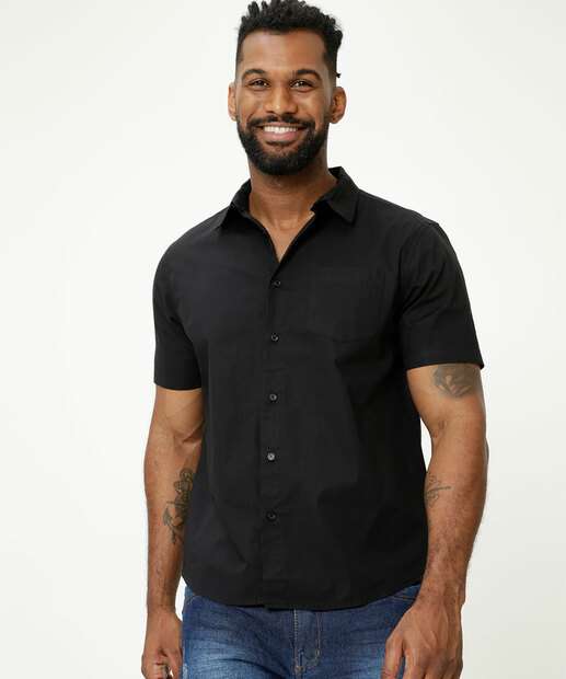 Camisa Masculina Bolso Manga Curta MR