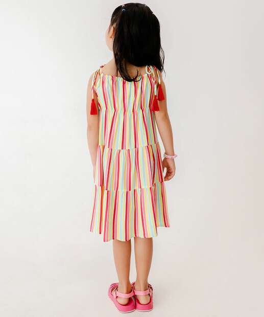 Vestido Infantil Listrado Tassel Marisa Tam 4 a 10