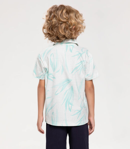 Camisa Infantil Estampa Folhagens Trick Nick Azul