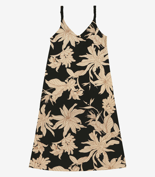 Vestido Super Midi Feminino Visco Maquinetada Preto