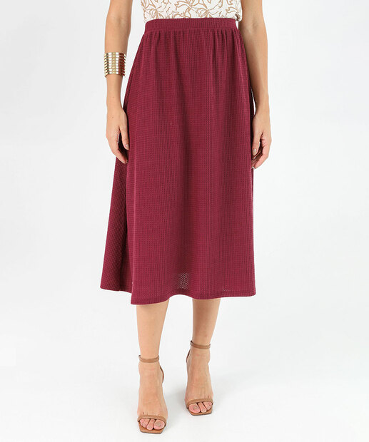 Saia Feminina Midi Evasê Waffle Marisa Vinho