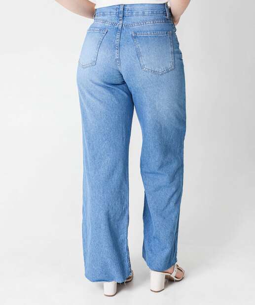 Calça Jeans Wide Leg Feminina Marisa Azul