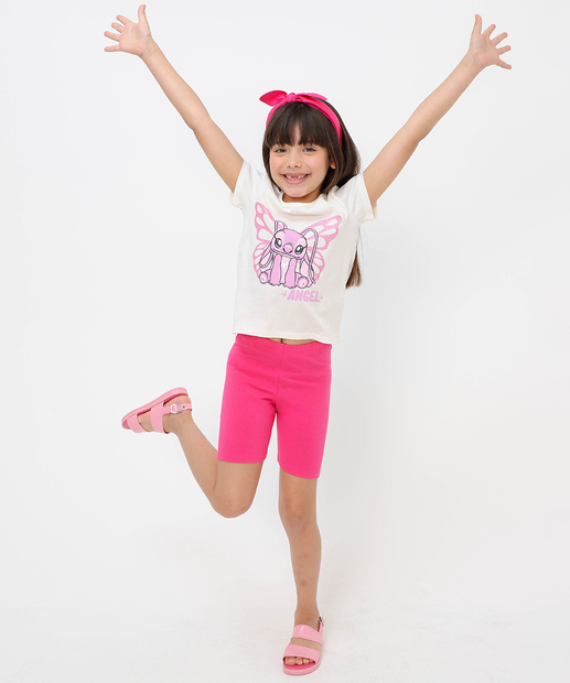 Blusa Infantil Angel Stitch Disney Tam 4 a 10 Off White