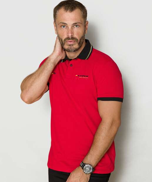 Polo Masculina Estampa Frontal Manga Curta Stock Car