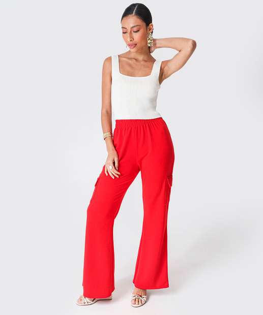 Image_Calça Moletinho Feminina Cargo Marisa Vermelho