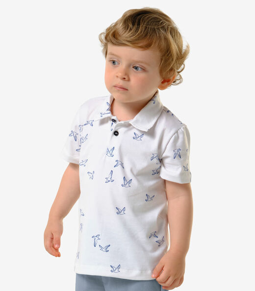 Conjunto Infantil Polo Com Bermuda Trick Nick Branco